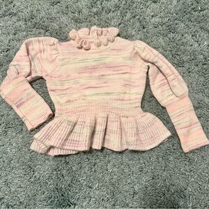 Janie and Jack Marled Peplum Ruffle Sweater | 2T